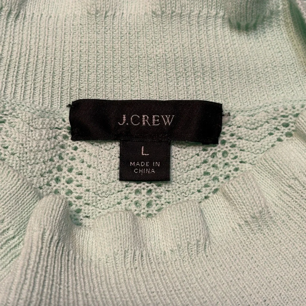 J. Crew Pointella Mockneck Knit Sweater size Large mint green color
